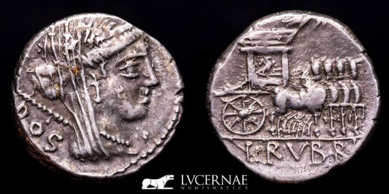 Roman Republic - L. Rubrius Dossenus - Silver Denarius (3,71 g. 17 mm.) Rome, 87...