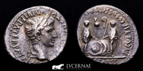 Augustus Silver Denarius 3,80 g. 19 mm. Lugdunum 2 B.C.- 4 A.D. Near extremely fine
