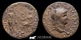 Nero Bronze sestertius reverse probe 19,34 g., 34 mm. Lugdunum 66 A.D. Near extremely fine