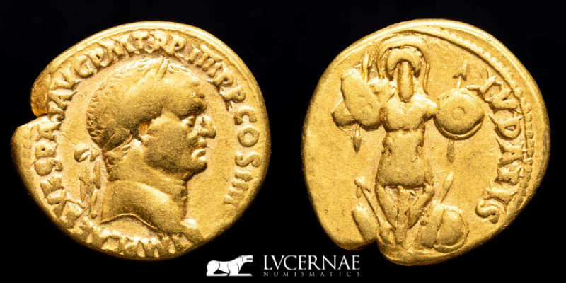 Roman Empire, Vespasian. AD 69-79. AV Aureus (7,45 g. 18 mm.). 'Judaea Capta' co...