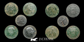 Spain bronze Lot of 5 Coins Spain 1870-1877-1879 Very Fine