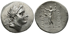 Kings of Bythinia, Prusias II, 183 - 149 AR Tetradrachm. (17.1 Gr. 37mm.)
 Diademed head right. 
 Rev. BAΣIΛEΩΣ - ΠΡOΥΣIOΥ Zeus standing left, holding...