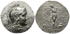 TROAS, Ilion. Circa 185-50 BC. AR Tetradrachm (37mm, 17.2 g). Metriketes, president of the aonothetai. Helmeted head of Athena right / Athena Ilias st...