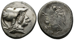 PAMPHYLIA. Side. Circa 205-100 BC. Tetradrachm (16.7Gr. 35mm.) 
Head of Athena to right, wearing crested Corinthian helmet. 
Rev. Nike advancing to le...