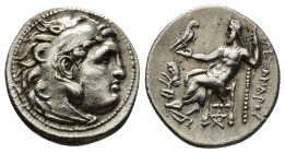 KINGS OF MACEDON. Alexander III 'the Great' (336-323 BC). Drachm. (4.1 Gr. 23mm.) Kolophon. 
 Head of Herakles right, wearing lion skin. 
Rev: AΛEΞANΔ...