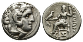 Kings of Macedon. Kolophon. Alexander III "the Great" 336-323 BC. Drachm AR (4.2 Gr. 22mm.)
 Head of Herakles right, wearing lion skin 
Rev. AΛΕΞΑΝΔΡO...