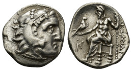 Kings of Macedon. Kolophon. Alexander III "the Great" 336-323 BC. Drachm AR (4.5 Gr. 23 mm.)
 Head of Herakles right, wearing lion skin 
Rev. AΛΕΞΑΝΔΡ...