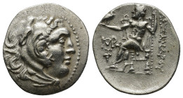 Kings of Macedon. Chios. Alexander III "the Great" 336-323 BC. Drachm AR (4.3 Gr. 26 mm.) 
Head of Herakles right, wearing lion skin 
Rev. AΛEΞANΔPOY,...