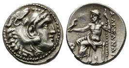 Kings of Macedon. Kolophon. Alexander III "the Great" 336-323 BC. Drachm AR (4.2 Gr. 21 mm.)
 Head of Herakles right, wearing lion skin 
Rev. AΛΕΞΑΝΔΡ...