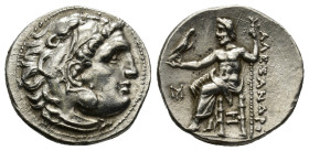 Kings of Macedon. Kolophon. Alexander III "the Great" 336-323 BC. Drachm AR (4.4 Gr. 23 mm.)
 Head of Herakles right, wearing lion skin 
Rev. AΛΕΞΑΝΔΡ...