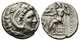 KINGS OF MACEDON. Alexander III ‘the Great’, 336-323 BC. Drachm AR (4.2 Gr. 22mm.) Lampsakos, struck under Antigonos I Monophthalmos, circa 310-301. 
...
