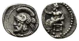 CILICIA, Tarsos. Pharnabazos. Persian military commander, 380-374/3 BC. AR Obol ( 0.9 Gr. 15mm). Struck circa 380-379 BC.
 Bearded head left, wearing ...