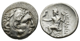 Kings of Macedon. Sardeis. Alexander III "the Great" 336-323 BC. Drachm AR (17mm, 4.4 g). Head of Herakles to right, wearing lion skin headdress / ΑΛΕ...