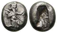 ACHAEMENID EMPIRE. Time of Artaxerxes I to Artaxerxes II (Circa 450-375 BC). Siglos. (14mm, 5.7 g) Sardes. Obv: Persian king in kneeling-running stanc...