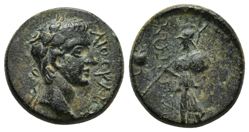 PAMPHYLIA, Side. Caligula AD 37-41. Bronze Æ (18mm, 4.6 g) ΓΑΙΟϹ ΚΑΙϹΑ[Ρ]; laure...