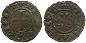 Giovanni XXII 1316-1334 
Picciolo, Macerata, Mi 0.52 g.
Ref : MIR 187 (R) , Munt 3, Berman 172
Conservation : TTB-SUP. Rare