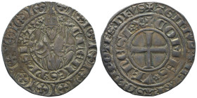 Clemente VI 1342-1352 
Grosso Tornese da 28 denari , Pont-de-Sorgues, AG 4.06 g. 
Ref : MIR 198 (R3) , Munt 2, Berman 183 
Conservation : TTB-SUP. Trè...