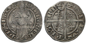 Innocenzo VI 1352-1362 
Mezzo grosso, Avignone, AG 1.60 g.
Avers : INNOCENS PP SEXTVS Il Papa in trono benedicente.
Revers : SANTVS PETRVS Croce astil...