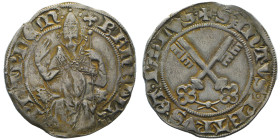 Benedetto XIII 1394-1423
Grosso, Avignone, AG 2.54 g.
Ref : MIR 257 (R3), Munt 3, Berman 246
Conservation : TTB-Superbe di rara apparizione sul mercat...