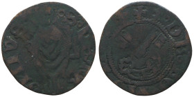 Martino V 1417-1431
Quattrino da due denari, Bologna, Mi 0.65 g.
Ref : MIR 298/2, Munt 9, Berman 295
Conservation : TB