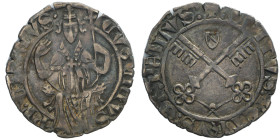 Eugenio IV 1431-1447 
Carlino, Avignone, AG 2.00 g.
Avers : EVGENIVS PP QVARTV II Pontefice, seduto in trono e frontale, solleva la mano destra per be...