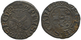 Pio II 1458-1464
Bolognino Romano, AG 0.50 g.
Ref : MIR 364/1, Munt 20, Berman 366
Conservation : TB