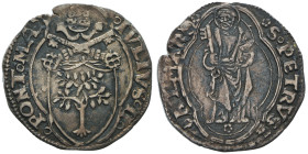 Giulio II 1503-1513
Mezzo Giulio, Roma, AG 1.13 g.
Ref : MIR 564/1
Conservation : TB-TTB. Rare