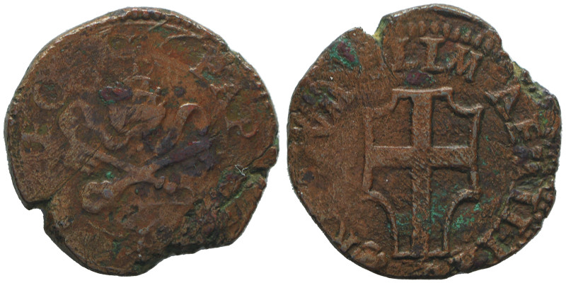 Leone X1513-1521.
Bagattino, Reggio Emilia, Cu 2.18 g. 
Ref : MIR 721 (R), Munto...