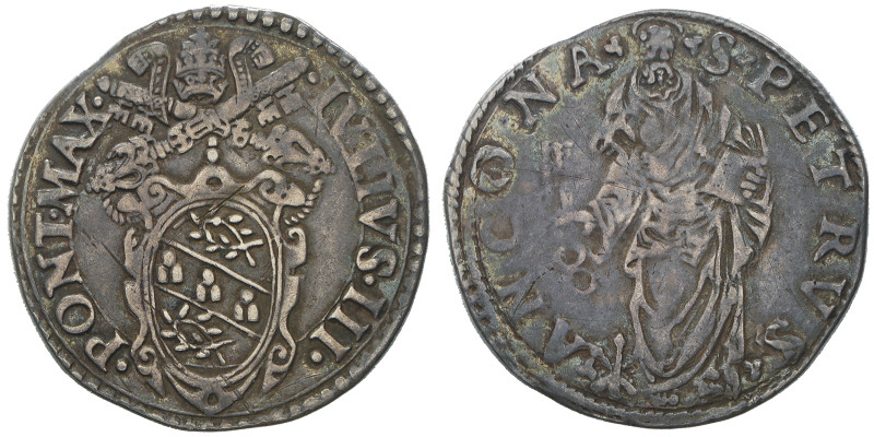 Giulio III 1550-1555
Giulio, Ancona, AG 3.00 g.
Ref : MIR 993/5, Munt. 58, Berma...