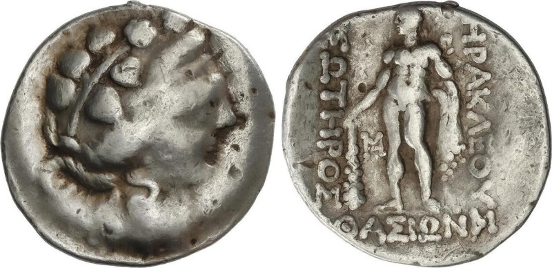 Tetradracma. Posterior al 148 a.C. CELTAS DEL DANUBIO. IMITACIONES DE THASOS. An...