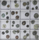 Lote 38 cobres. AE. La mayoría módulo pequeño. De 1/8 Calco a As. Diferentes cecas: Carmo, Irippo, Ebusus, Sisapo, Cumbaria, Carisa, Obulco, Abarildur...