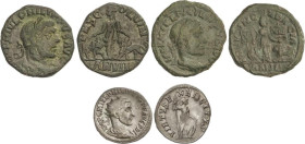 Lote 3 monedas AE 27 (2) y Antoniniano. 244-249 d.C. FILIPO I. AE (2) y AR. AE27: de Dacia Rev:PROVINCIA DACIA. Moesia en pie entre águila, león y est...