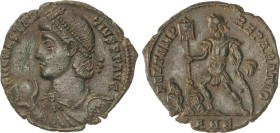 Centenional. 348-350 d.C. CONSTANCIO II. ANTIOQUIA. Anv.: D N CONSTANTIVS PF AVG. Busto diademado, drapeado y acorazado a izquierda sosteniendo globo ...