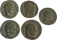Lote 5 monedas Follis (4) y 1/2 Centenional. CONSTANTINO MAGNO, CONSTANCIO II, LICINIO. AE. A EXAMINAR. MBC+ a EBC.