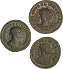 Lote 10 monedas Pequeños Bronces. AURELIANO (7), DIOCLECIANO (3). AE. A EXAMINAR. MBC- a MBC+.