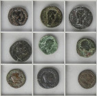 Lote 21 monedas Follis a Sestercio. VARIOS EMPERADORES. AE. Todas diferentes. La mayoría sestercios. Faustina Madre, Claudio, Vespasiano, Gordiano III...