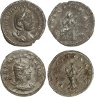 Lote 2 monedas Antoniniano. HERENNIA ETRUSCILLA y SALONINA. AR. Las dos con reverso PVDICITIA AVG. RIC-59 (Herennia Etruscilla) y 65 (Salonina). MBC y...