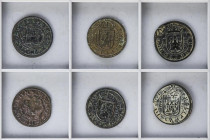 Lote 6 monedas 4 (2), 8 Maravedís(4). 1599 a 1620. SEGOVIA. Alguna con resellos. A EXAMINAR. AC-250, 251, 324, 333 (2), 341. MBC- a MBC+.