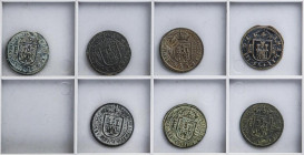 Lote 7 monedas 8 Maravedís. 1617 a 1620. SEGOVIA. Alguna con resellos. AC-335 con fecha a izquierda escasa ESCASA. A EXAMINAR. AC-334 (2), 335, 338 (2...
