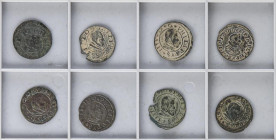 Lote 8 monedas 16 Maravedís. 1661, 1662, 1663 (4), 1664. MADRID. A EXAMINAR. AC-467, 468, 475 (3), 477, 480, 481. MBC- a MBC+.