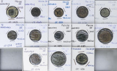Lote 13 monedas 2, 4 (5), 8 (5), 16 Maravedís (2). 1623 a 1664. TRUJILLO. A EXAMINAR. BC+ a MBC+.