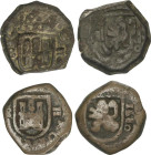 Lote 2 monedas 2 Maravedis. 1680. BURGOS. AC-50. BC y BC+.