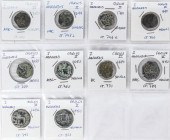 Lote 10 monedas 2 Maravedis. 1680 a 1701. LINARES, MADRID, SEGOVIA, SEVILLA, TRUJILLO y VALLADOLID. Varias cecas y fechas. IMPRESCINDIBLE EXAMINAR. RC...