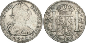 8 Reales. 1780. MÉXICO. FF. 26,56 grs. Acuñación parcialmente floja. AC-1120. MBC-.