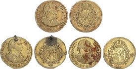 Lote 3 monedas 1/2 Escudo. 1786. MADRID. D.V. (Una con restos de soldadura). AC-1280. MBC- a MBC.