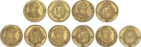 Lote 5 monedas 1/2 Escudo. 1786. MADRID. D.V. La mayoría con restos de brillo original. AC-1280. MBC.