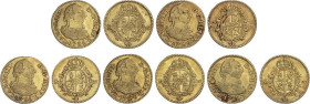 Lote 5 monedas 1/2 Escudo. 1786. MADRID. D.V. AC-1280. MBC a MBC+.