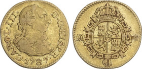 1/2 Escudo. 1787. MADRID. D.V. 1,69 grs. Restos de brillo original. AC-1281. MBC.