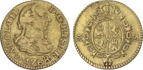 1/2 Escudo. 1788. MADRID. M. 1,71 grs. Rayitas y pequeña hojita en reverso. AC-1286. MBC-.
