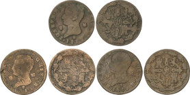 Lote 3 monedas 8 Maravedís. 1811 y 1812 (2). SEGOVIA. AC-2, 5. BC+.